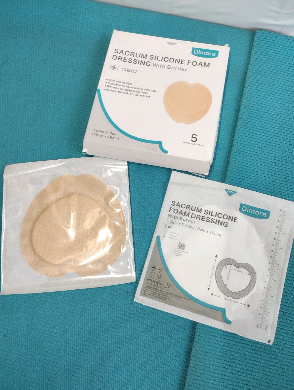 Sacrum Silicone Foam Dressing with Border - Beige (5 Pack)